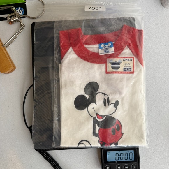 Vintage Walt Disney World Ringer T Shirt Kids Medium 6-8 Mickey Mouse Deadstock - Picture 4 of 4